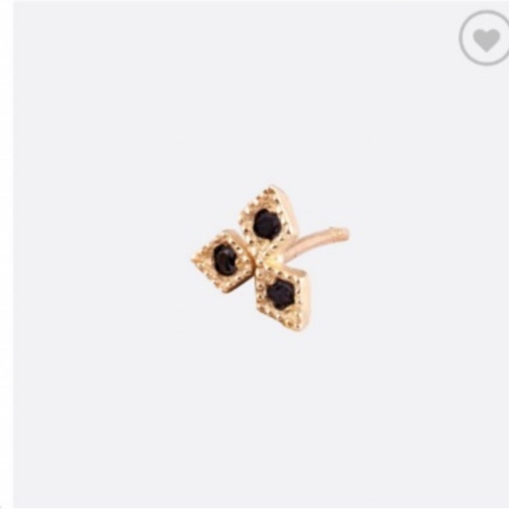 Gold and Black diamonds Clover Stud Earring